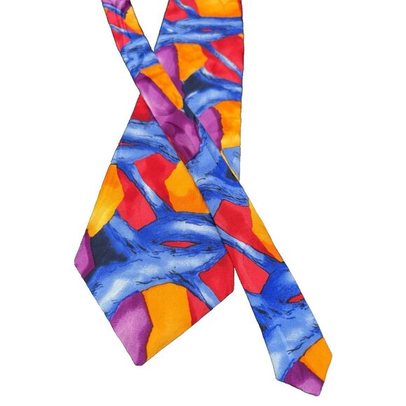 Jerry Garcia Tie Men's 100% Silk Red Blue Purple Orange Signature Collection GUC - Picture 3 of 6